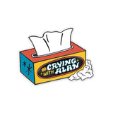 #CryingwithAlan pin. A tissue box-shaped pin to remind you to bring tissues to your Cinema Therapy viewing.