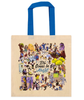 Canvas tote with royal blue strap with the phrase, "It's Gonna be Alright" illustrated in the middle surrounded by full color illustrations of Dungeons & Daddies characters.