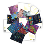 A pile of different domain of science postcards.