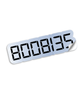 Chrome background sticker with black calculator type text that says 8008135.