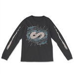 A black long sleeve shirt with an illustration of Jacob Horse and the text "Jacob Horse" "A horse? I can't draw that". From Drawfee.