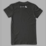Back of black shirt. Below the collar, "Physics Girl” is in white sans serif font. To the left, a stylized “P” is in white. Above is half an arrow. To the right is the “PBS Digital Studios” logo - from Physics Girl
