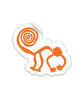 Orange silhouette cartoon drawing of monkey with a tail that spirals inwards. Monkey is on transparent background - from Animal Wonders