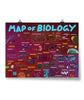A red and purple poster covered with drawings of life on a macroscopic and microsopic level - by Domain of Science