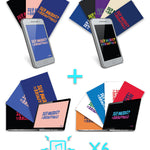 2 smart phones and 2 laptops surrounded by cards that say "Sup Nerds? It's Basketball!" - by HORSE