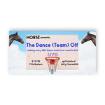 A basketball hoop with text on the backboard on a background of clouds that has a horse head on each end - by HORSE