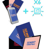 A smart phone, a laptop, and an itunes symbol with cards saying "Sup Nerds? It's Basketball!" - by HORSE