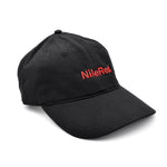 Black ball cap with "NileRed" embroidered in red across the front.