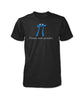A black t-shirt with a blue pi with a small black smile and two white oval eyes with black irises on the top of the pi drawing with “Pause and ponder.” written underneath in a white serift font in the center of the shirt - from 3Blue1Brown.