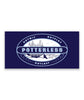 Dark blue rectangle with a scene showing Hogwarts is an oval. Across the scene it reads "Potterless" with "Outwit, Outplay and Outlast" along the outside. 