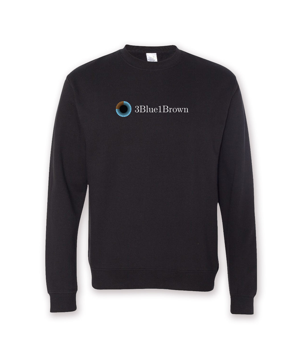 A black crewneck sweatshirt with the 3Blue1Brown logo on the front. From 3Blue1Brown.