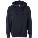 The front view of a black hoodie. The front of the hoodie has the 3Blue1Brown logo design over the breast. From 3Blue1Brown.