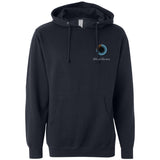The front view of a black hoodie. The front of the hoodie has the 3Blue1Brown logo design over the breast. From 3Blue1Brown.