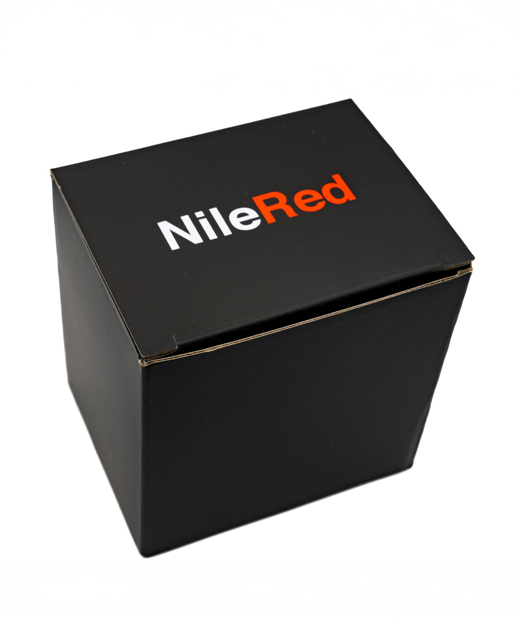 Black box with the NileRed wordmark on the top printed in white and red.