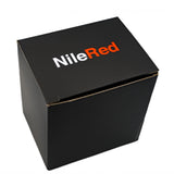 Black box with the NileRed wordmark on the top printed in white and red.