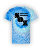 A blue tie dye swirl shirt with black lettering that reads "missoula awesome" in smaller font and "sox" in large font across the front of the shirt. 