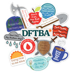 A design of various sticker designs with DFTBA acronyms