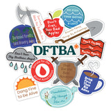 A design of various sticker designs with DFTBA acronyms