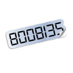 Chrome background sticker with black calculator type text that says 8008135.