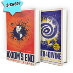 Axiom's End and Truth of the Divine books by Lindsay Ellis that are both signed by the author! Astronomical artwork on both covers.