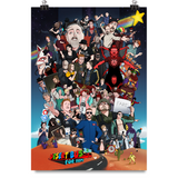 A digital mockup of the 2017 Desert Bus for Hope poster. It features an illustration of references to the show and the title has been stylized to resemble the Super Mario logo.