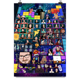 A digital mockup of a poster. It features an illustration of various references to the show in a Tetris block layout and reads "Desert Bus for Hope 2020"