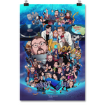 A digital mockup of a poster. It reads "10,000,000" "Desert Bus 2023; Sorry... That got really weird" It features an illustration of various moments from the show.