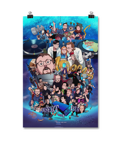 A digital mockup of a poster. It reads "10,000,000" "Desert Bus 2023; Sorry... That got really weird" It features an illustration of various moments from the show.