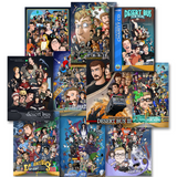 A mockup compilation of the 10 posters available in the Desert Bus 1-10 Poster bundle.