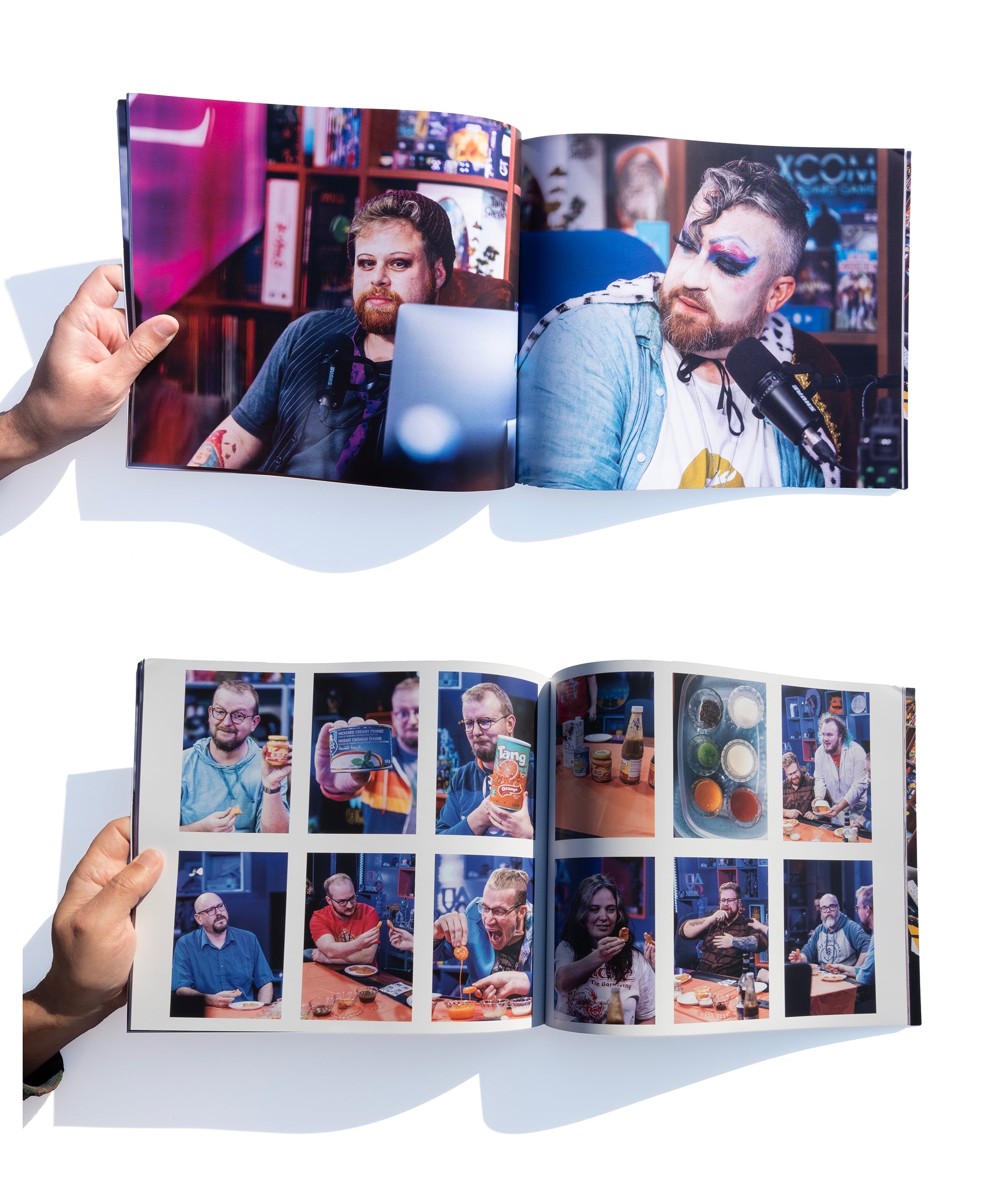 A photo of several inner pages from the Desert Bus for Hope 2024 photo book.