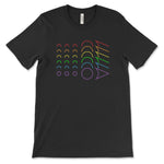 Black t-shirt with rainbow loadingreadyrun logo .