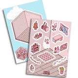 Lofi Pink Isometric Sticker Scene