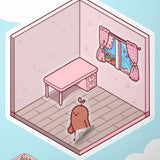 Lofi Pink Isometric Sticker Scene
