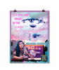 Poster that says, "It's all just heads in the clouds until the impossible becomes possible" Text is a pink to blue gradient. Mercury is at the base of the poster looking up to the right at the text which is over clouds with alien space ships that are cotton candy colored poking out. The trans handy ma'am logo is in the lower right corner.