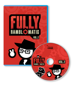 A bluray mockup with a red design featuring a cartoon man and dog with the label "Fully Ramblomatic Vol. 2"
