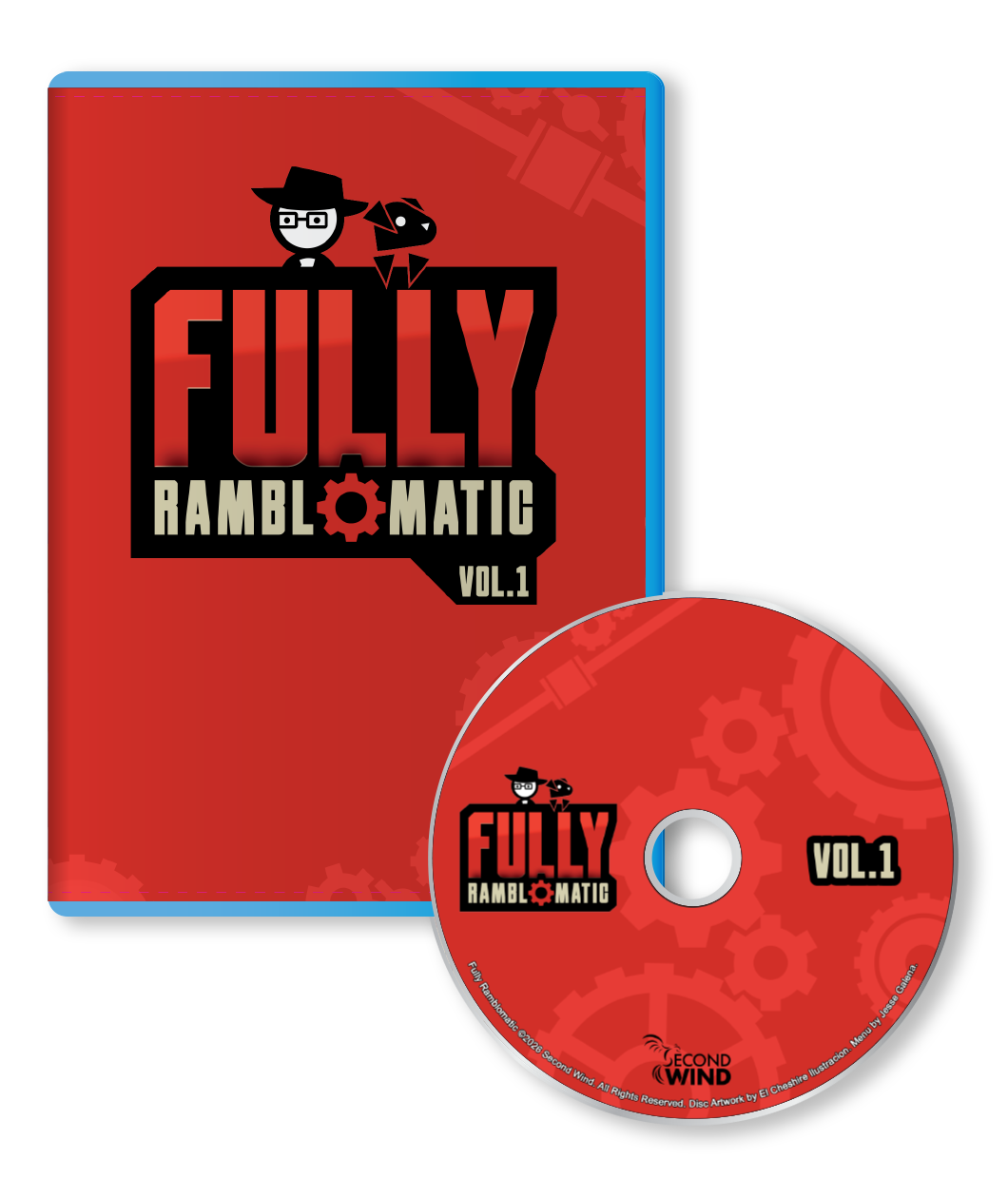 A mockup of a Blu-ray case with a red design labeled "Fully Ramblomatic Vol. 1"
