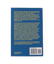 The back of the book with small text summarizing the book. 