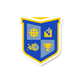 Sticker in the shape of a shield to resemble the VGHS Crest with it's pixelated designs in each of the four corners.