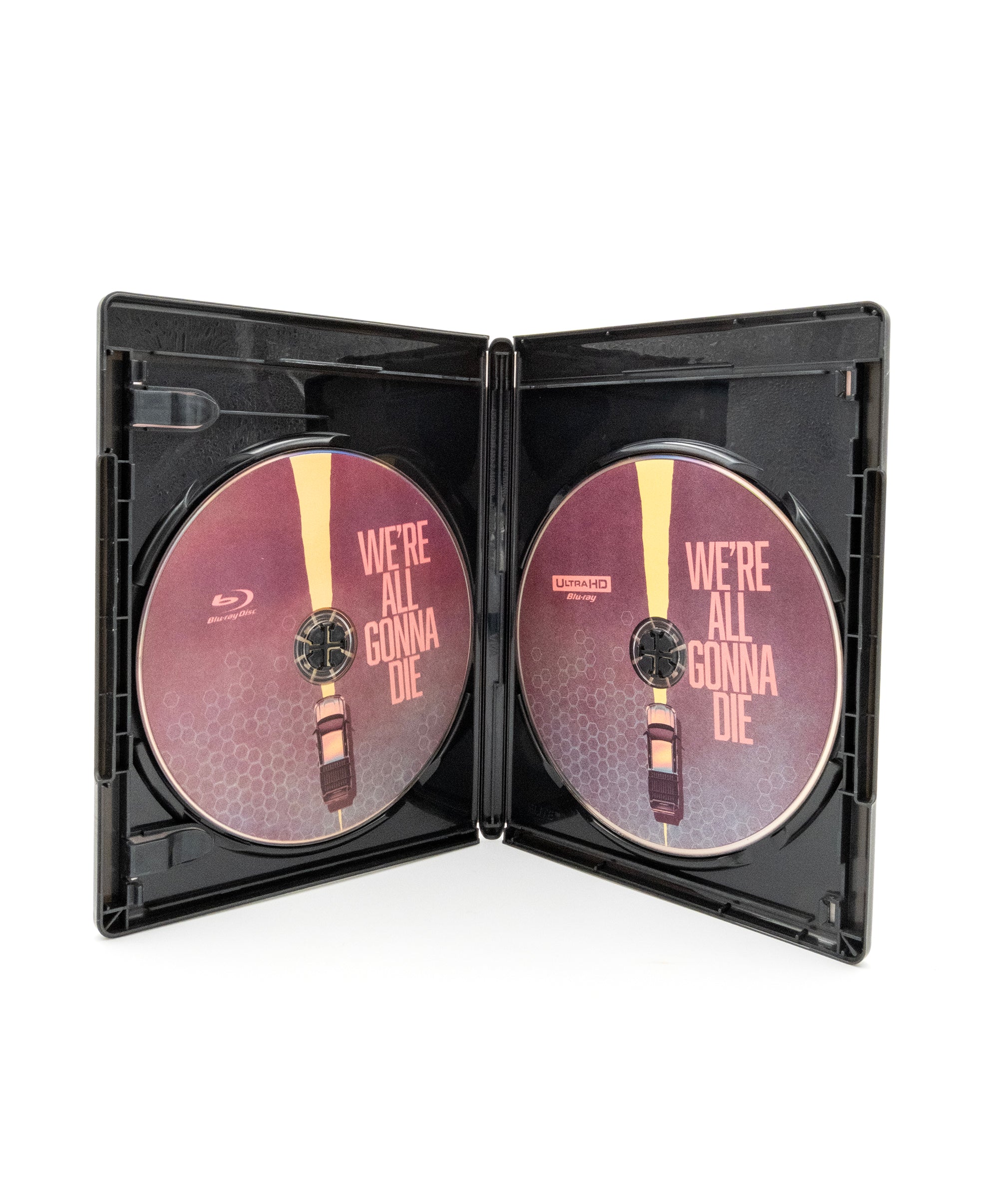 Two Blu-ray discs in a case with 'We're All Gonna Die' text on each disc.
