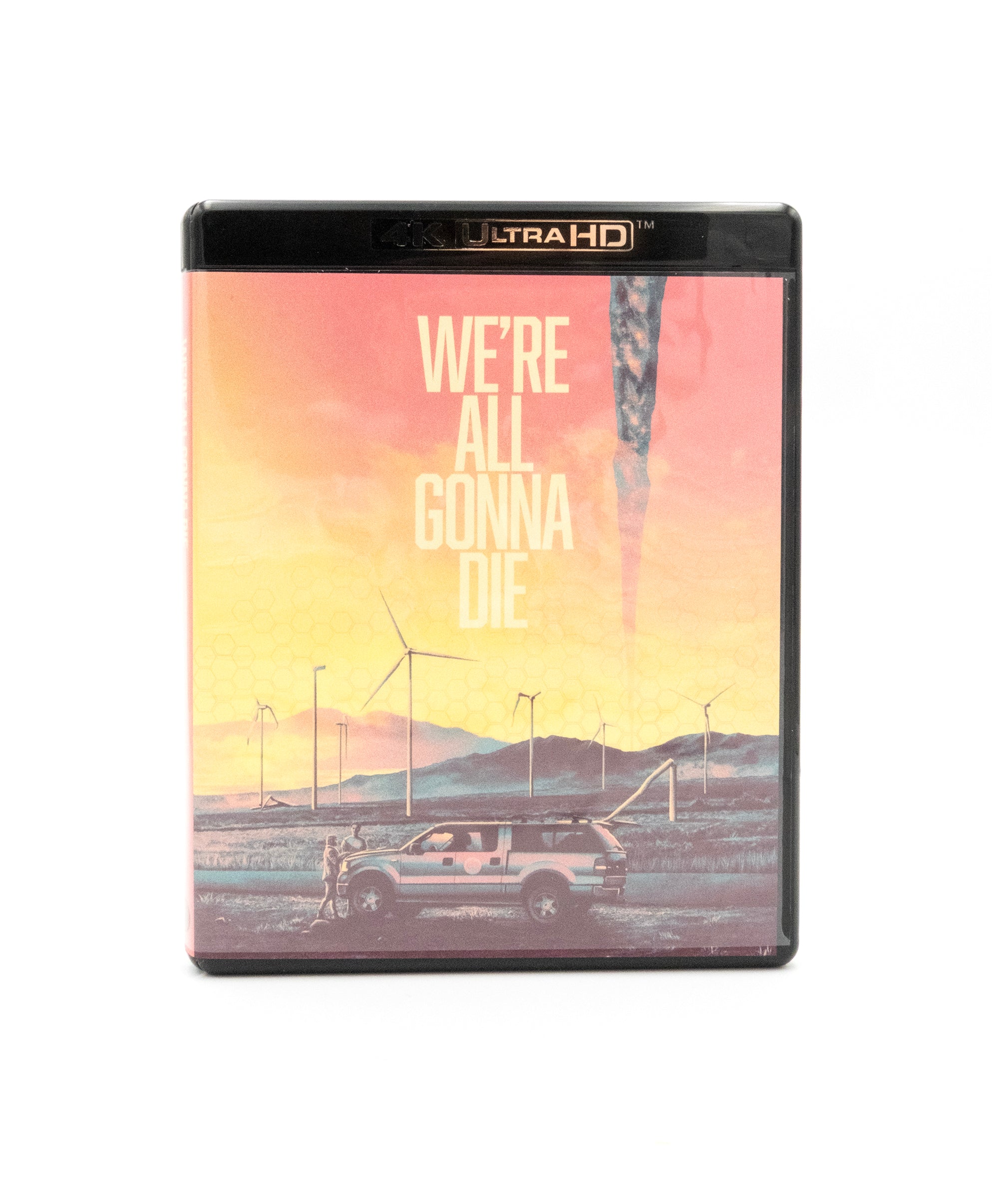4k Ultra HD Blu-ray case with a scenic cover and text 'We're All Gonna Die'.
