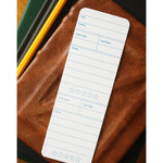 A bookmark with the front design displayed. The design features fields for readers to write about the book being read.