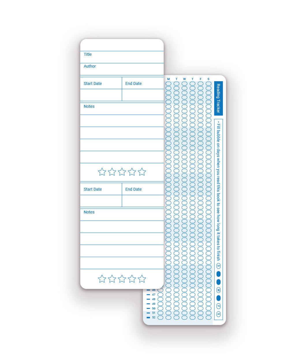 A set of 2 bookmarks showing the front and back designs. From Answer in Progress.