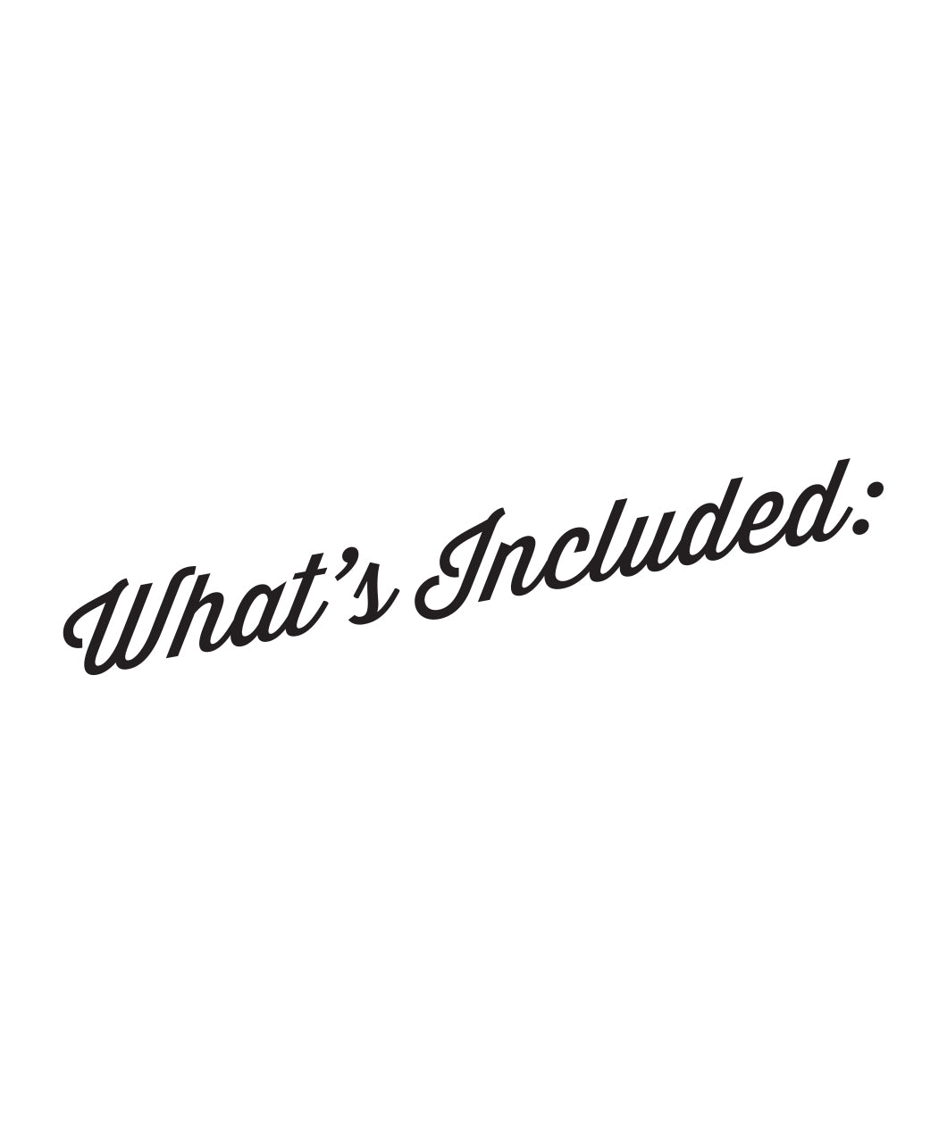 A blank white background with black text that reads "What's Included".