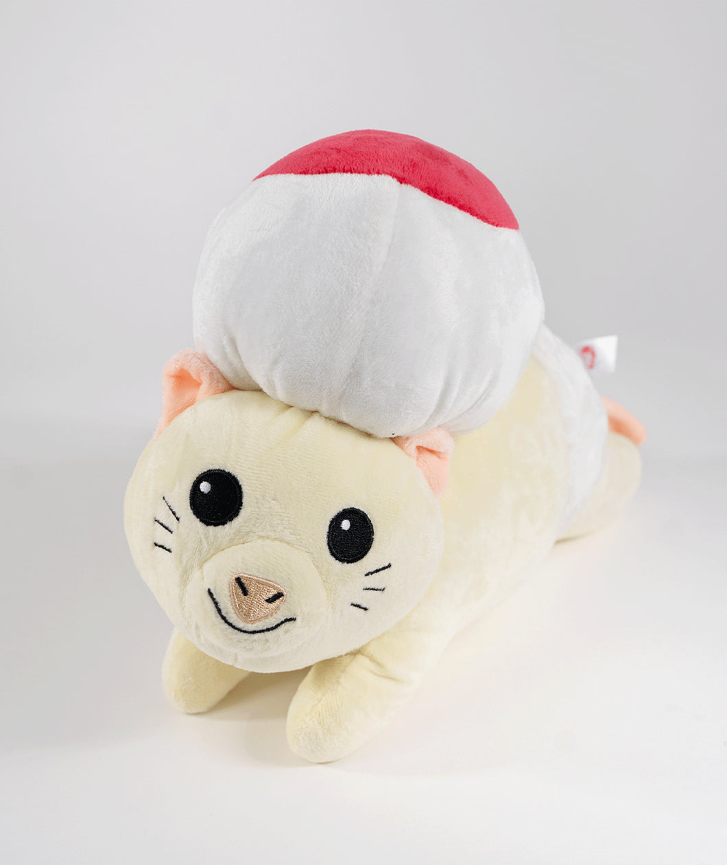 A front view photo of a mouse plushie with a round hat and a white diaper. The plushie is of Drawfee's character Todd. From Drawfee.