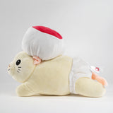 A side view photo of a mouse plushie with a round hat and a white diaper. The plushie is of Drawfee's character Todd. From Drawfee.