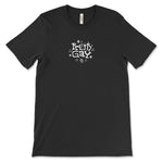 A black t-shirt with text that reads "Pretty Gay" and has little star illustrations around it. From Pretty Gay.