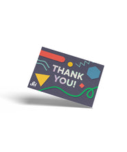 Postcard that says "Thank You!" with colorful shapes around it. -from SciShow