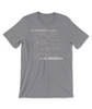 The front of a gray t-shirt that reads "the rollerblader's world..." above a square illustration of someone rollerblading surrounded by math equations. Below this illustration the text continues with "....is limitless". From Brian David Gilbert. 