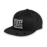 Black hat with “Fanfiction Deep State” in sans serif font on front center of hat. Two horizontal white lines surround “Deep State” - from Lindsay Ellis