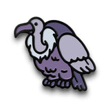 The vulture in is a sitting vulture with different shades of purple.